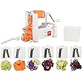 Paderno World Cuisine 6-Blade Vegetable Slicer / Spiralizer, Counter-Mounted and includes 6 Different Stainless Steel Blades