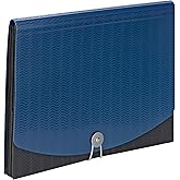 Smead Poly Frequency Expanding File Folders, Flap and Cord Closure, Letter Size, Wave Pattern, 7 Pocket, Blue/Black (70872)