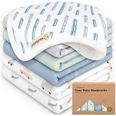 6-Pack Cotton Baby Washcloths for Newborn, Organic Cotton Muslin (Vessels) | 10x10, Soft Wash Cloths for Babies, Infant, Kids, Toddler Towels for Boy, Girl, Absorbent Face Cloths, Scratch-Free Baby Rags