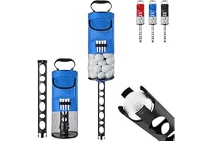 EZYACE Golf Ball Retriever, Golf Shag Bag with Pocket & Tee Holder, Shags Bag for Golf Ball with Detachable Plastic Golf Bag Tube, High-Capacity Golf Ball Shagger, Shag Bags Hold 80 Golf Balls, 33.86in