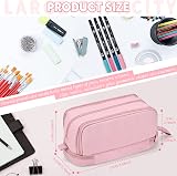 Howala Large Capacity Pencil Case 4 Compartments Pink Multiuse Organizer view 2