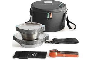 FULL WiNDSOR - MAGWARE - Magnetic Bowls and Plates Set - Stainless Steel Travel Dinnerware for Camping, Overlanding, Backpacking, Picnic, RV, Outdoor Dining Portable Tableware Mess Kit