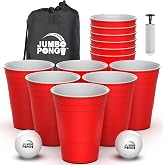 Jumbo Pong - Giant Yard Pong Outdoor Games Yard Games Lawn, Beach, Camping, Tailgating or Backyard - Durable Giant Cups with Indoor/Outdoor Ball and Pump Included