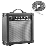 CXLWZ Electric Guitar Amp 20 Watt Amplifier Portable Amp with Headphone Input Gain Powe Including Professional Noise Reduction Cable （Black）
