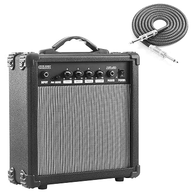 CXLWZ Electric Guitar Amp 20 Watt Amplifier Portable Amp with Headphone Input Gain Powe Including Professional Noise Reduction Cable (Black)