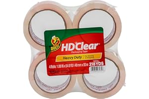 Duck HD Clear Packing Tape Refills - 4 Rolls of Strong Heavy Duty Packing Tape for Shipping and Moving, Boxes and Packaging - 1.88 In. x 54.6 Yards - 3" Core - Clear (240378)