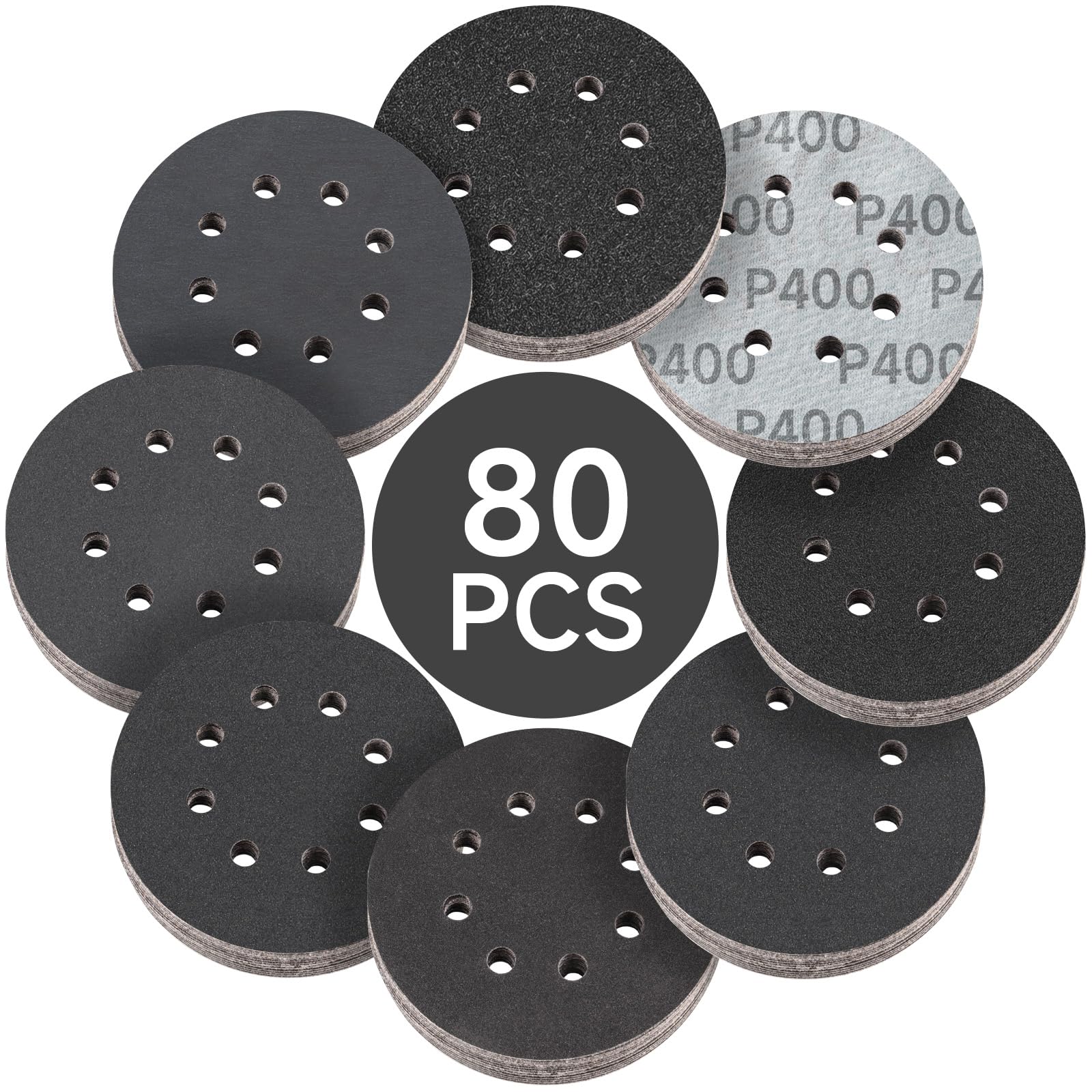 80PCS 5 inch Wet Dry Sanding Discs, Silicon Carbide
