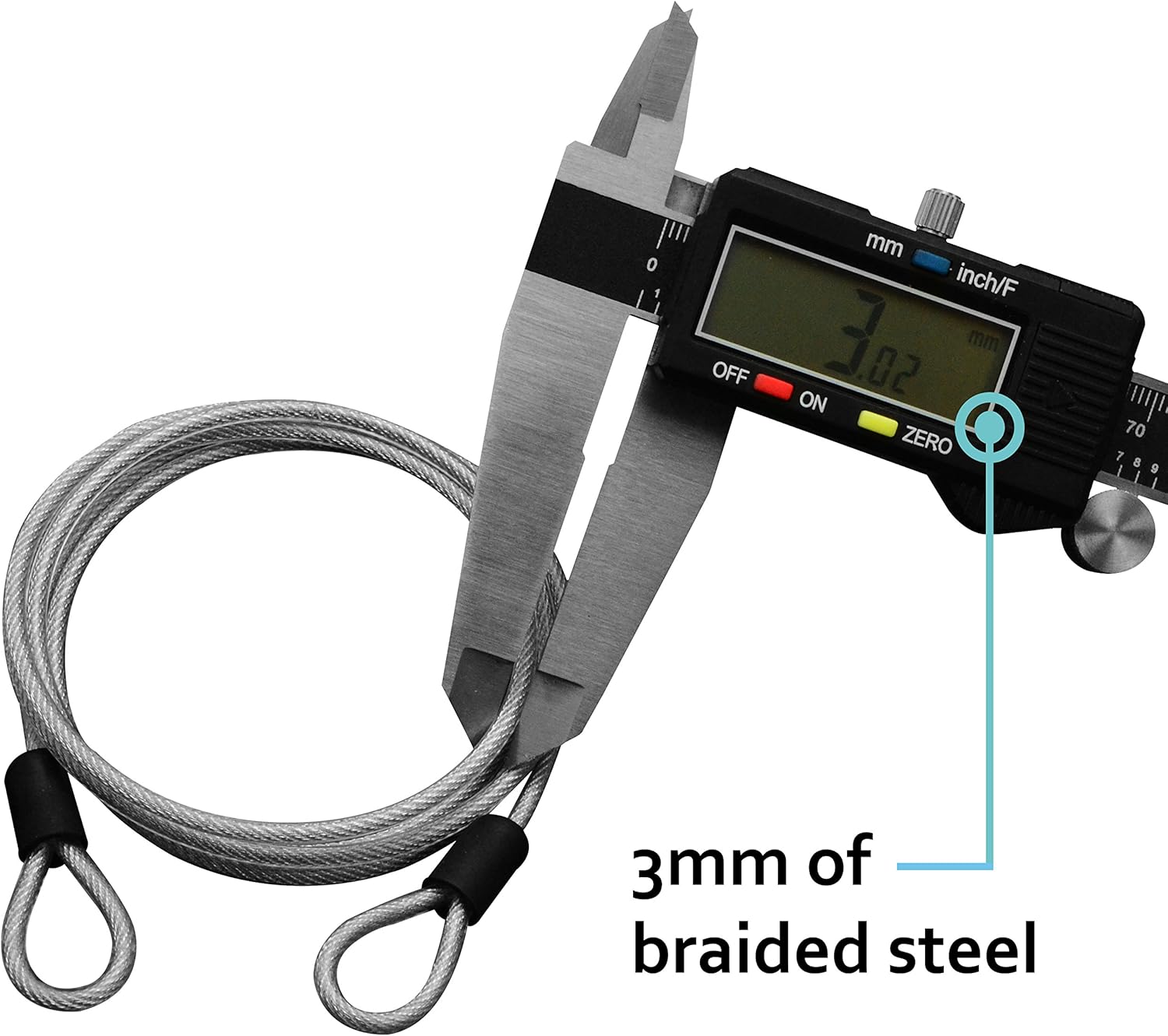 Lumintrail 4 Foot 3mm Braided Steel Coated Security Cable Luggage Lock Safety Cable Wire Double Loop (4 Pack)