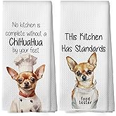 shiviody Dog Kitchen Towels - Chihuahua Gifts Dish Towel, Dog Lovers Gifts Funny Dish Towels with Sayings Decorative Absorbent Dishcloths Hand Towel Set of 2 for Kitchen Decor 16x24 Inches