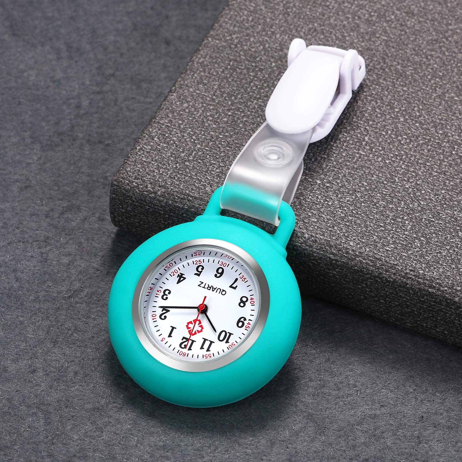 Avaner Nurse Watch Snap Lapel Watch Hanging Fob Watch with Silicone Cover for Nurses Doctors (7 Colors)