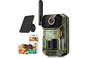 MaskFold 4G LTE Cellular Trail Camera with Solar Panel, 1080p Full HD Game Cameras, Live View, Night Vision, Motion Detection, 2-Way Talk, IP65, Built-in SIM Card, Unlimited Plan (Sold Separately)