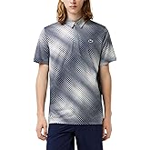 Lacoste Men's Regular Fit UV Protect All-Over Print Golf Polo Shirt, Flour/Navy Blue, Large