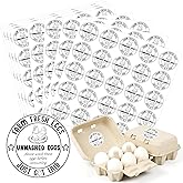 500PCS Farm Fresh Egg Carton Labels, 2 Inch Round Egg Carton Stickers, PET Self Adhesive Writable Farm Fresh Eggs Packaging Stickers for Chicken Quail Farmhouse Family(Style02)