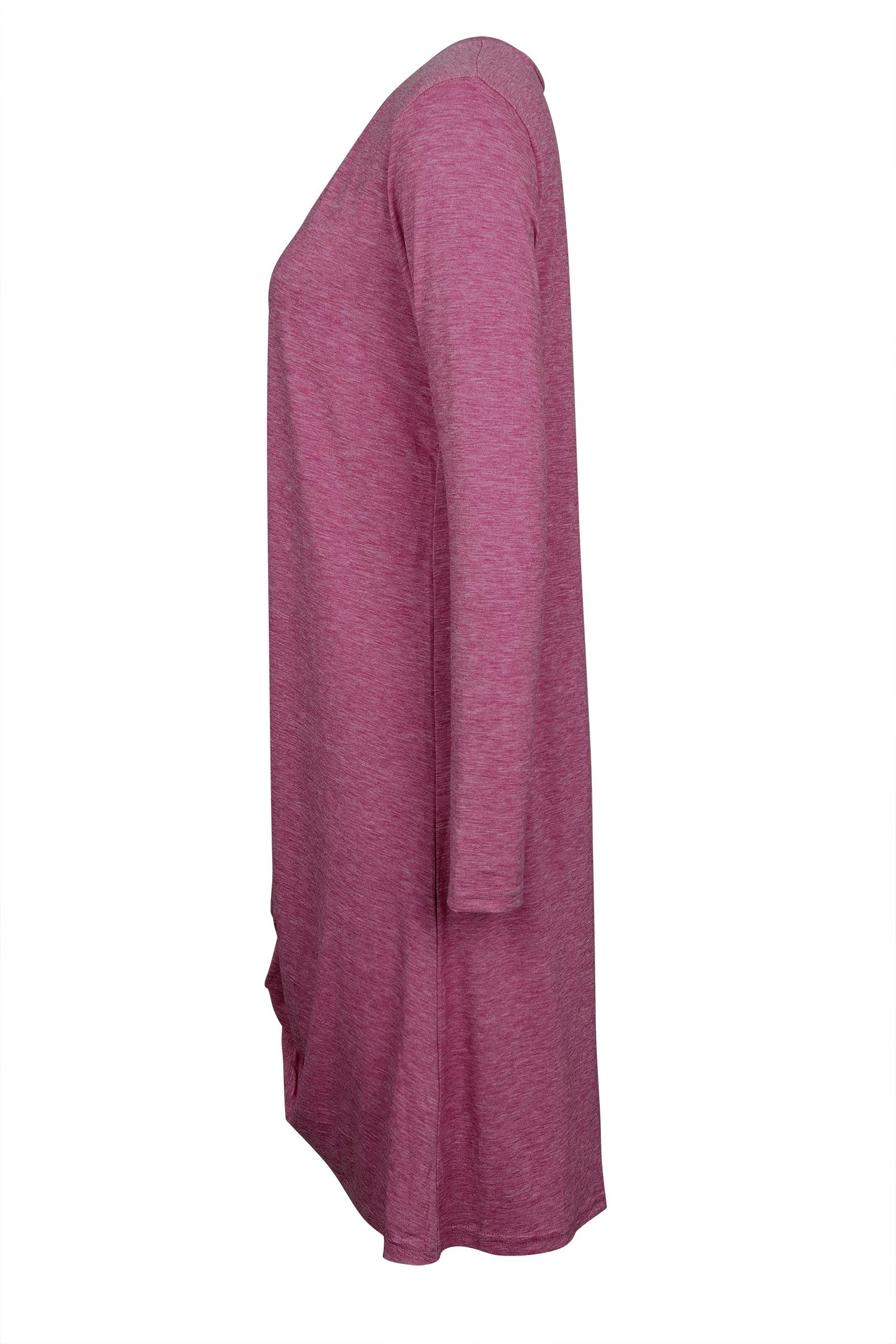 Women\'s Long Sleeve Casual Loose Knitted Twist Knot Tunics Shirt Dress Top Wine