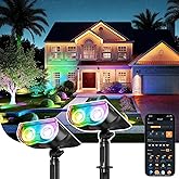 Linkind Smart Solar Spot Lights Outdoor SL5C, Solar Lights Outdoor Spotlight Cool/Warm White/Color Changing, APP/Voice Control IP67 Landscape Lighting for Yard, Garden, Pathway(2 Pack)