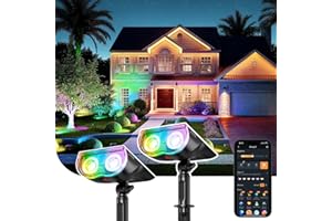 Linkind Smart Solar Spot Lights Outdoor SL5C, Solar Lights Outdoor Spotlight Cool/Warm White/Color Changing, APP/Voice Control IP67 Landscape Lighting for Yard, Garden, Pathway(2 Pack)