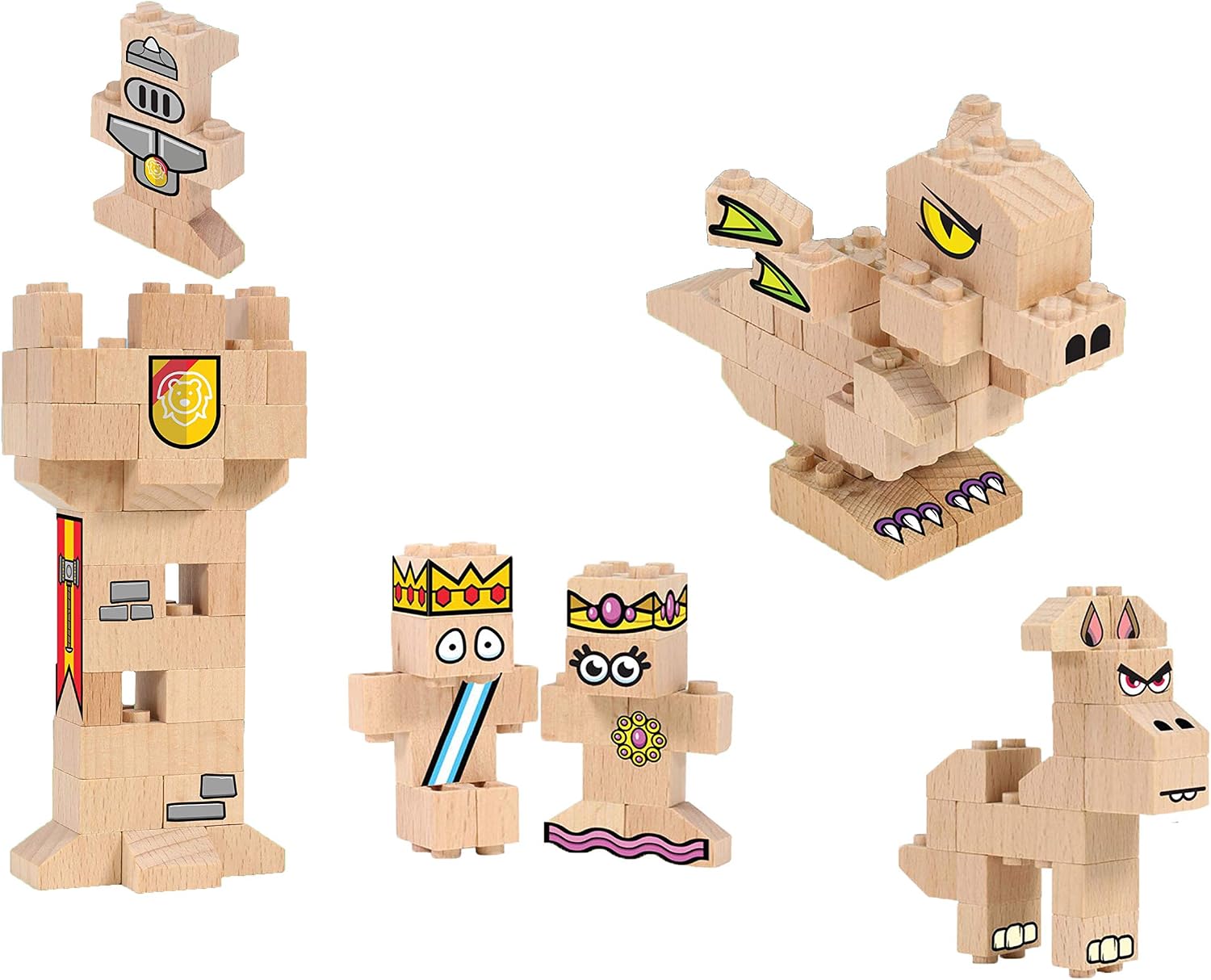 FabBrix Kingdom FB-1816 Certified Beech Wood Building Blocks 100% ...