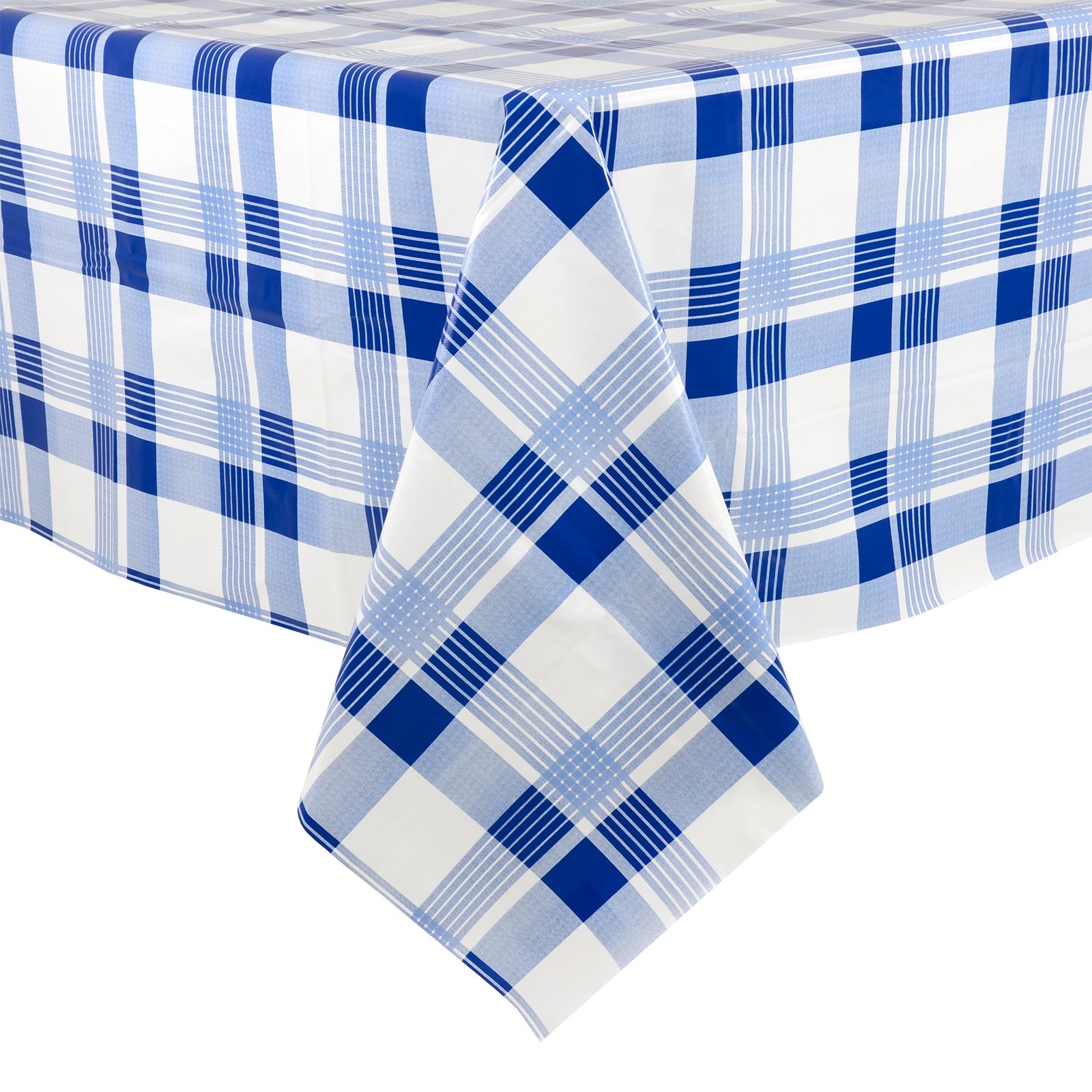 Micro-Pro Blue Check Wipe Clean PVC Vinyl Tablecloth Table Cover Protector 140x240cm