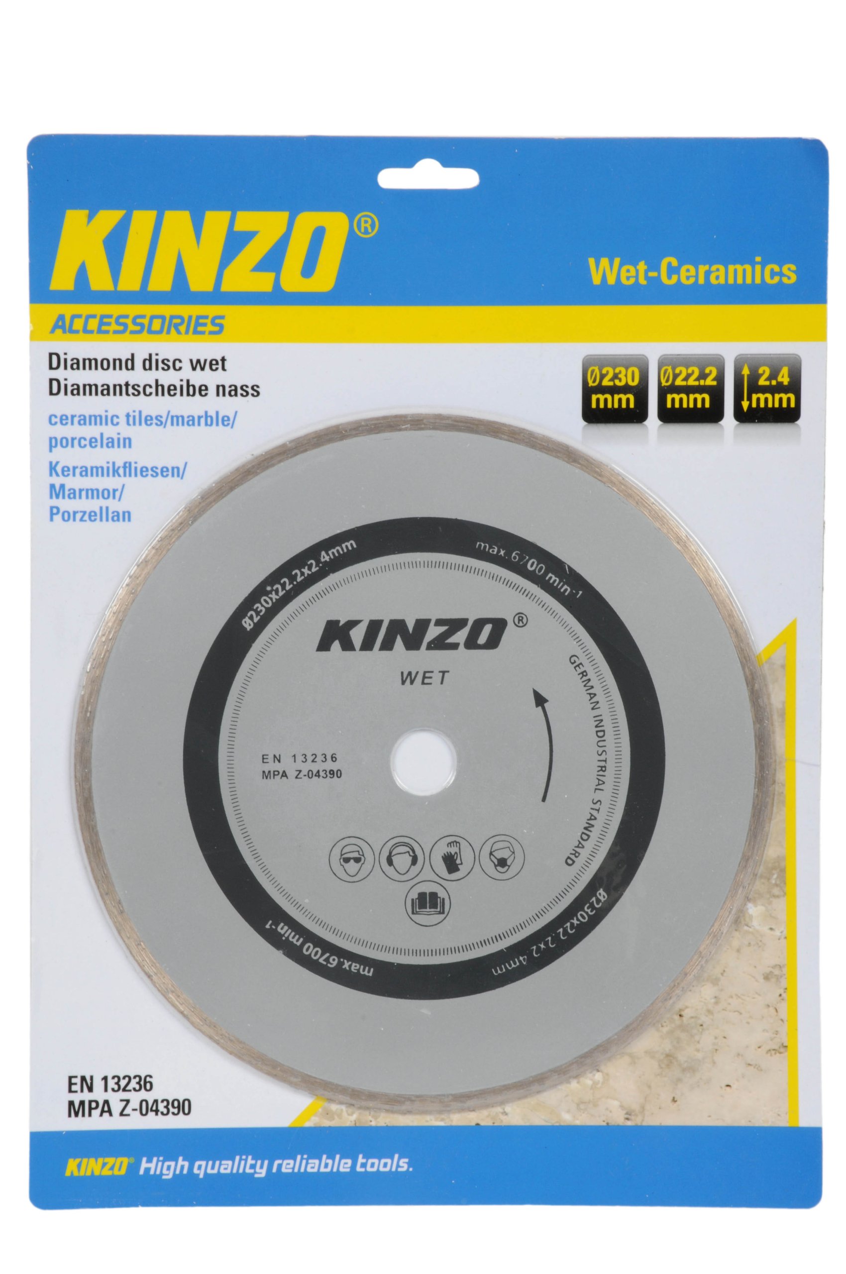 Kinzo 230mm Wet Ceramic Diamond Disc - Silver
