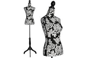 HAORUI Female Mannequin Torso Dress Form Height Adjustable Pinnable Mannequin Body with Sturdy Tripod Stand for Home Decor, Jewelry & Clothing Display, White Flower