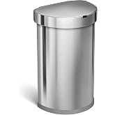 simplehuman 45 Liter / 12 Gallon Semi-Round Automatic Sensor Trash Can, Brushed Stainless Steel