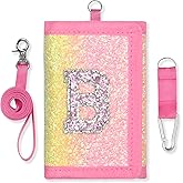 Cute Girls Wallet Initial, Kids Wallets for Girls, Toddler Wallet with Coin Pocket, Ages 3-14 Christmas Birthday Gifts
