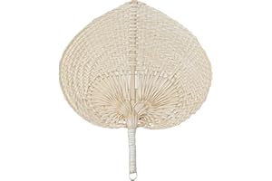 MARSRUT Raffia Hand Fans Natural Bamboo Straw Handheld Woven Leaf Wicker Handmade Paddle Uchiwa Weaving Style Essential to Beat The Heat Stay Cool Comfort Luau Tropical Parties Party Home Decor Summer Cooling