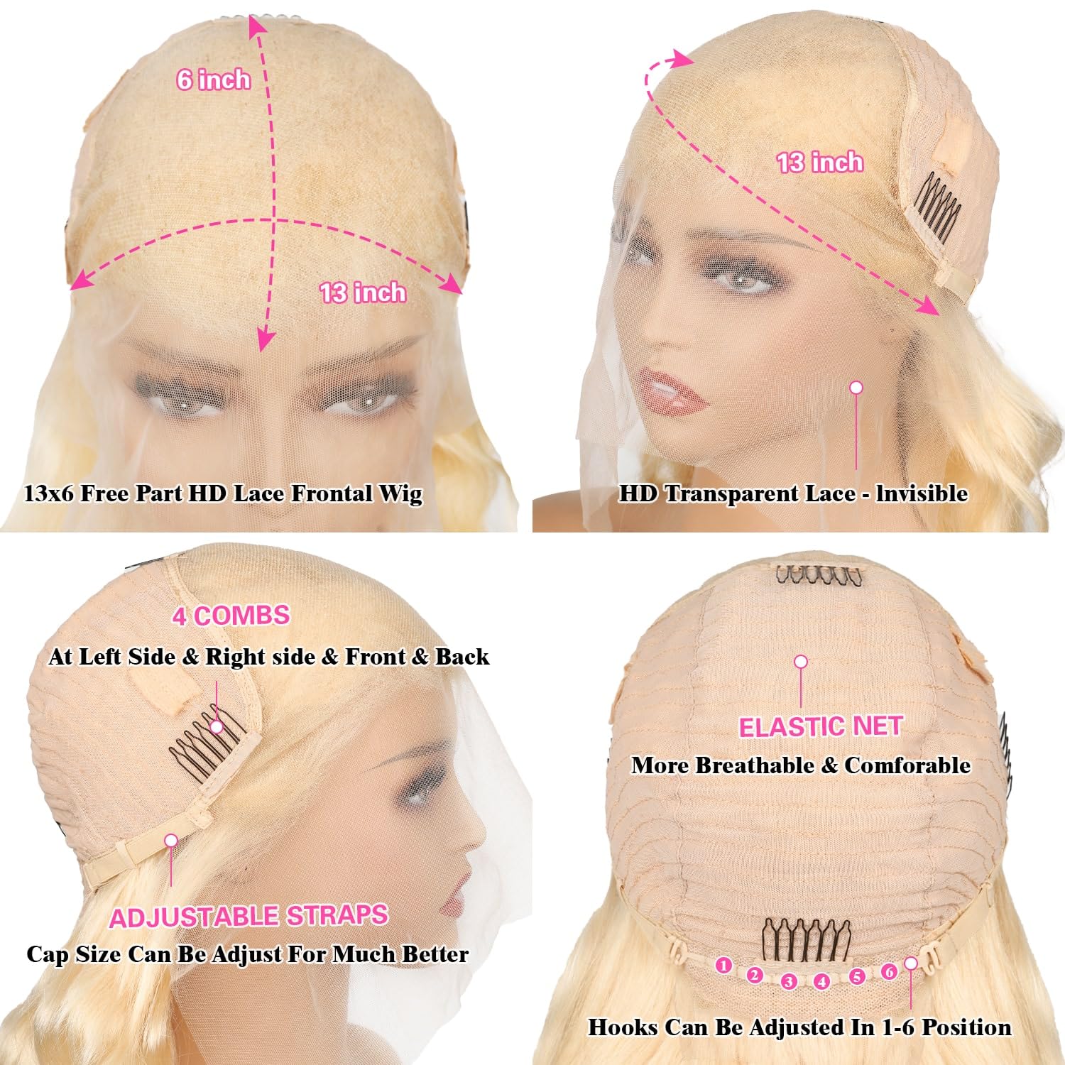 Resore 613 13x6 Lace Front Wig Human Hair 200 Density Body Wave Blonde Lace Front Wigs Human Hair 28 Inch Full & Thick 613 HD Lace Frontal Wig Pre Plucked with Baby Hair for Women.