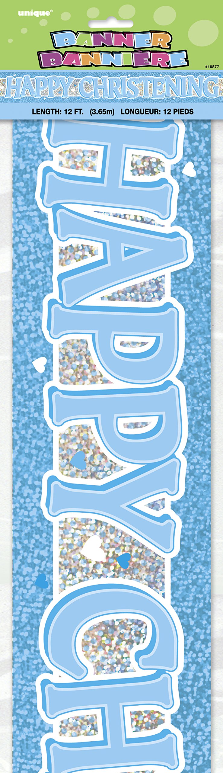 Blue Christening Long Prism Banner (3.6 meters) 1 Piece - Elegant and Distinctive Decorative Banner for Celebration & Decor