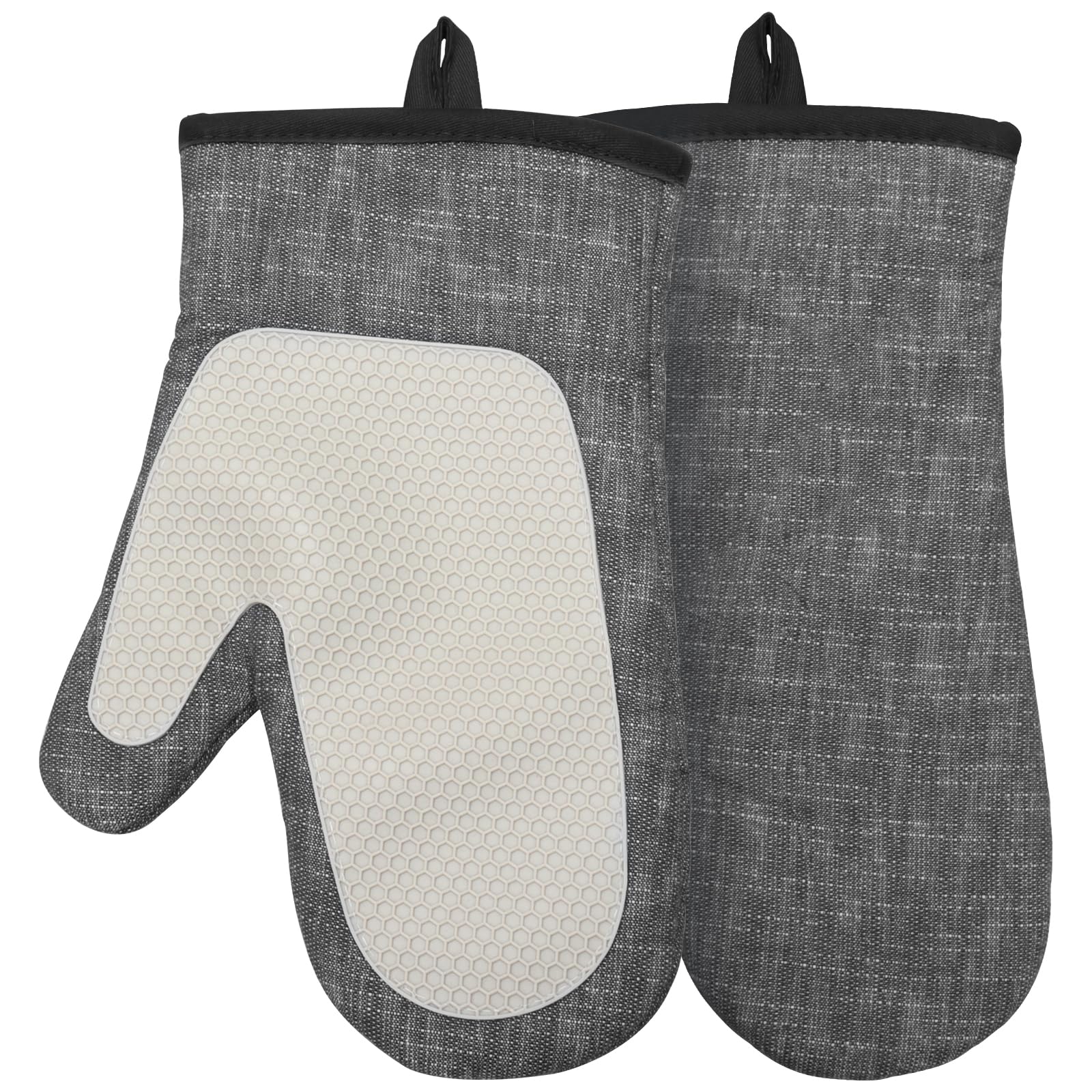 Micacorn Oven Gloves, Oven Gloves Heat Resistant Silicone Double Oven Mitts with Cotton Terrycloth Lining and Silicone Non-Slip Surface for Cooking Baking Grilling BBQ Microwave Gauntlet