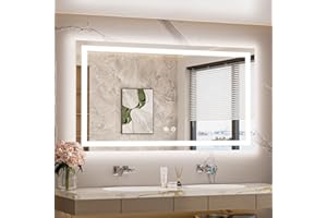 TETOTE LED Bathroom Mirror 24 x 48 Inch Brighter Lighted Bathroom Vanity Mirror with Lights, Front and Backlit Anti-Fog Wall 