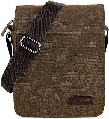 Amazon 帆布ショルダーバッグ メンズ 縦型 Anglink メッセンジャーバッグ マチ拡張機能 2way 大容量 多機能 実用性 通勤通学 日常お出かけにぴったり 人気 ファッション コーヒー シューズ バッグ