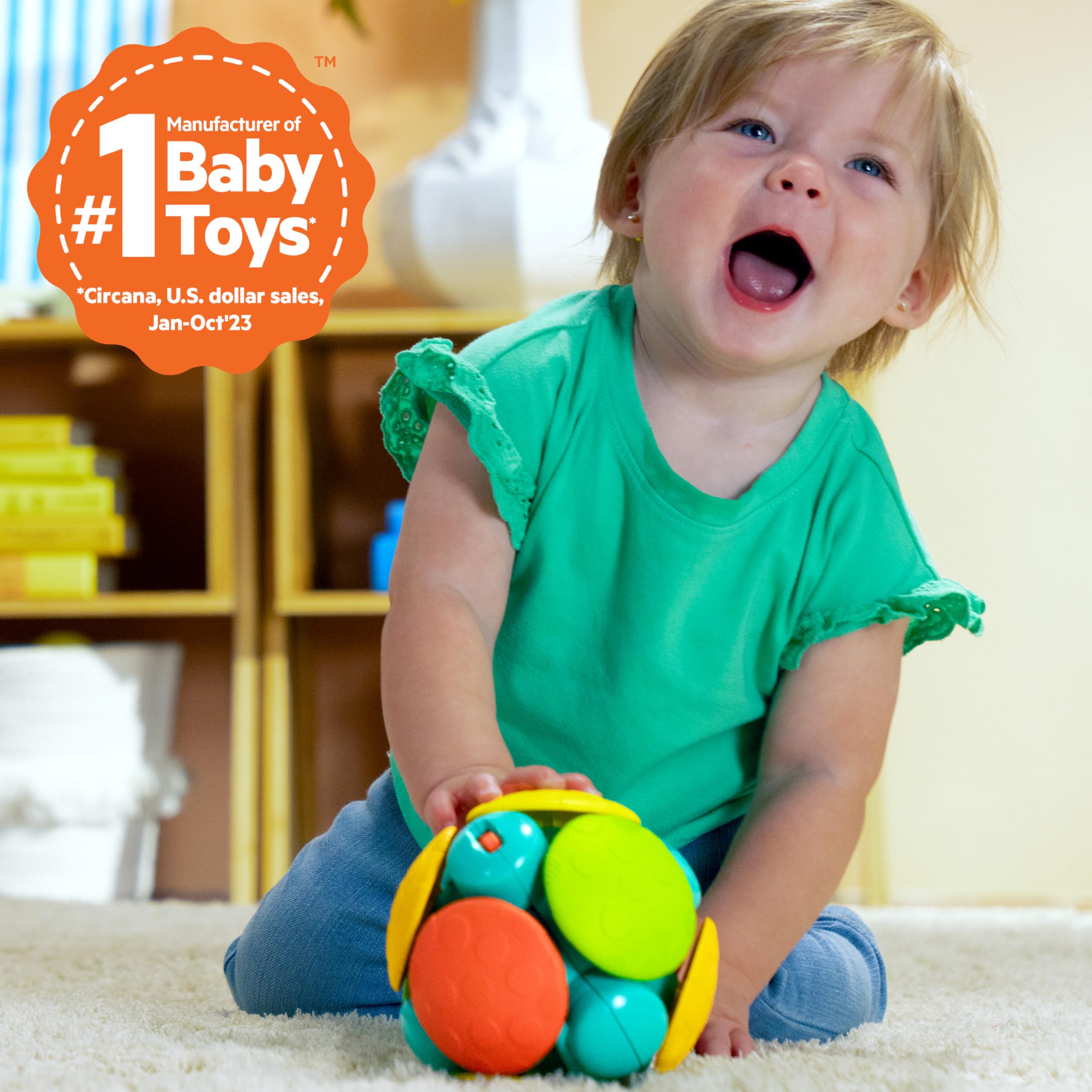 Bright Starts Wobble Bobble Activity Ball Toy, Baby & Toddler Crawl Toy, Interactive Sounds & Textures, Ages 3 Months+