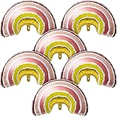 Soulchen 6 Pieces Boho Rainbow Balloon Groovy Foil Balloons Birthday Party Decorations for Valentine's Day Party Supplies Groovy Birthday Baby Shower Wedding Decor Supplies
