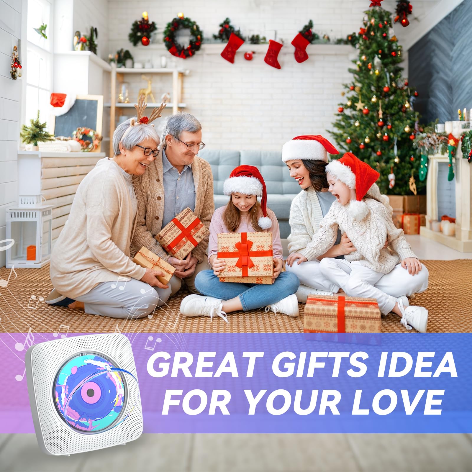 CD Player Portable Bluetooth Rechargeable: CD Players for Home with 1800mAh Kegaudio Desktop Wall CD Player with Speakers FM Radio USB Remote Control