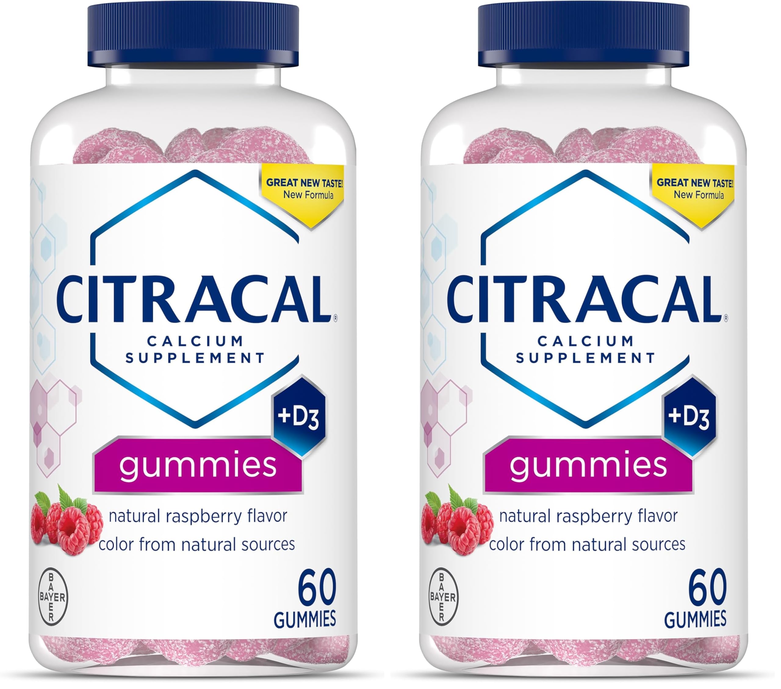 CITRACAL Calcium Supplement Gummies, Chewable Calcium with Vitamin D3, Supports Bone Health, Calcium Chews for Ages 12+, Natural Raspberry Flavor, 60 Count (Pack of 2) Image