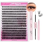 FADLASH Lash Clusters Kit 280PCS Individual Eyelash Clusters Natural D Curl 8-16mm Eyelash Extension Kit with Lash Bond and S