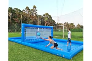 RELUNCH Inflatable Volleyball Pool 33ft L Giant Beach Games Outdoor Games for Adult and Family, Commercial Grade PVC Inflatable Volleyball Net, Water Inflatable Volleyball Count with 800w Air Pump Easy Set Up