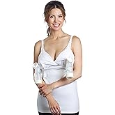 Essential Pump&Nurse Tank, All-in-one Hands-Free Pumping and Nursing Bra for All Breast Pumps - White, XS