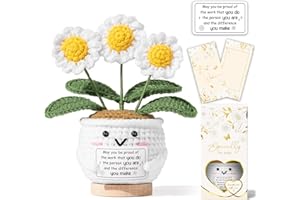 MAYICIVO Inspirational Appreciation Gifts for Women, Positive Daisy Flower Emotional Support Crochet, May You Be Proud of The Work That You Do, Christmas Thank You Farewell Gifts for Coworker Employee Teacher