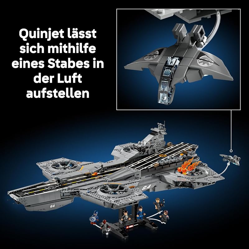 ǀ Marvel S.H.I.E.L.D.-Helicarrier - Flugzeugträger Modellbau für Erwachsene - 6 Minifiguren inkl. Captain America & Nick Fury - DIY Regaldeko - Avengers Geschenk für Fans - 76354