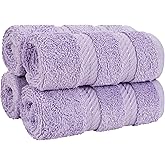 American Soft Linen Luxury Washcloths for Bathroom, 600 GSM 100% Cotton 4 Piece Turkish Wash Cloth Set, 13x13 in Soft Rags for Body and Face, Lilac Washcloths