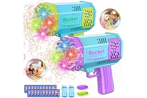 BMONATY Bubble Machine 2 Pack Mini Bubble Gun for Toddlers,40 Holes Bubble Maker Blower Toys with Lights,4000+ Bubbles Per Minute Bubble Toys for Boys Girls Toddlers Outdoor Indoor Birthday Wedding Party