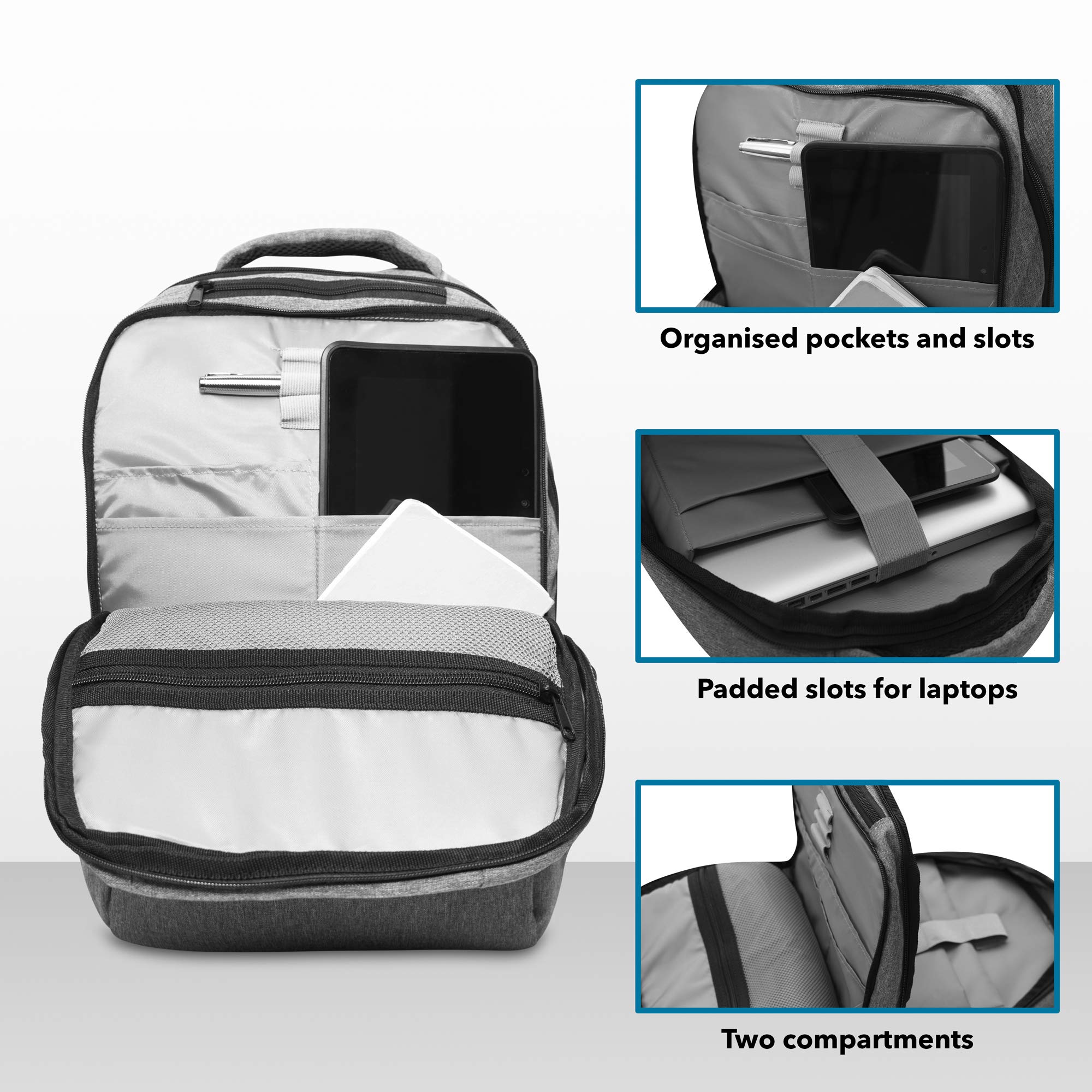 Laptop Backpack - Wulfpac professional anti-theft business rucksack - large, cool, slim, water-proof (resistant) bag - for school travel women girls men boys - fits 14, 15-.6, 16-.6, 17-.3 inch laptop