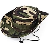 Outdoor Wide Brim Sun Protect Hat, Classic US Combat Army Style Bush Jungle Sun Cap for Fishing Hunting Camping