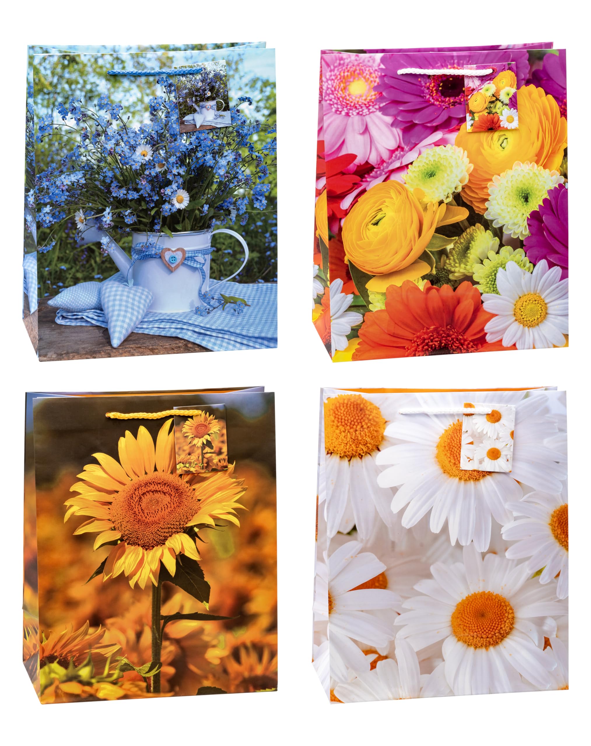 TSI 84313 Gift Bags Flower Mix, Pack of 12, Size: Large (10 x 5.5 x 12.5 inch)