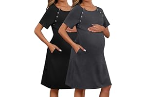 Huukeay 2 Pack Labor Delivery Nursing Hospital Gown Women's 35% Cotton Maternity Birthing Dress 3 In1 Breastfeeding Pajamas