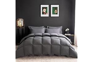 WENERSI Feather Down Comforter Full/Queen Size,Hotel Style Bedding Comforter,750+ Fill Power,1200TC,100% Organic Cotton Fabric,All Season Grey Duvet Insert with 8 Corner Tabs