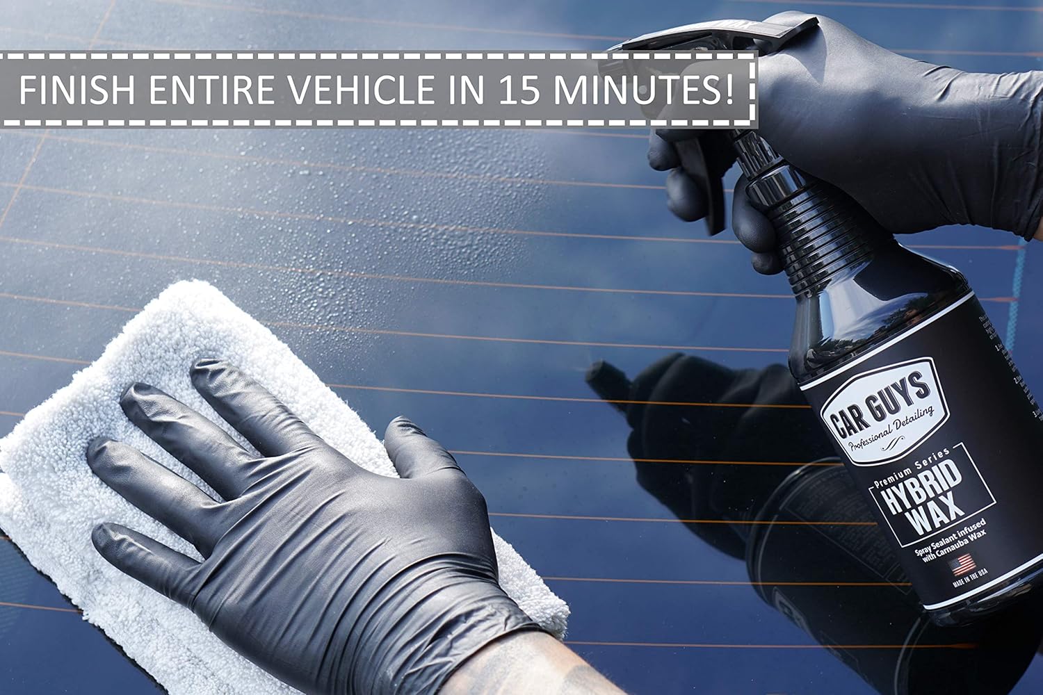 CarGuys Hybrid Wax Sealant - Most Advanced Top Coat Polish and Sealer on the Market - Infused with Liquid Carnauba for a Deep Hydrophobic Shine on All Types of Surfaces - 18 Ounce Kit: Automotive