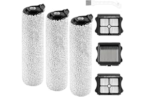 KLYPTICFIT iFloor 3 Replacement Brush Rollers and HEPA Filter Kits Compatible with Tineco iFloor 3 and Floor One S3 Cordless Wet Dry Vacuum Cleaner Replacement Parts Accessories Kit,3 Brush Rollers & 3 Filters